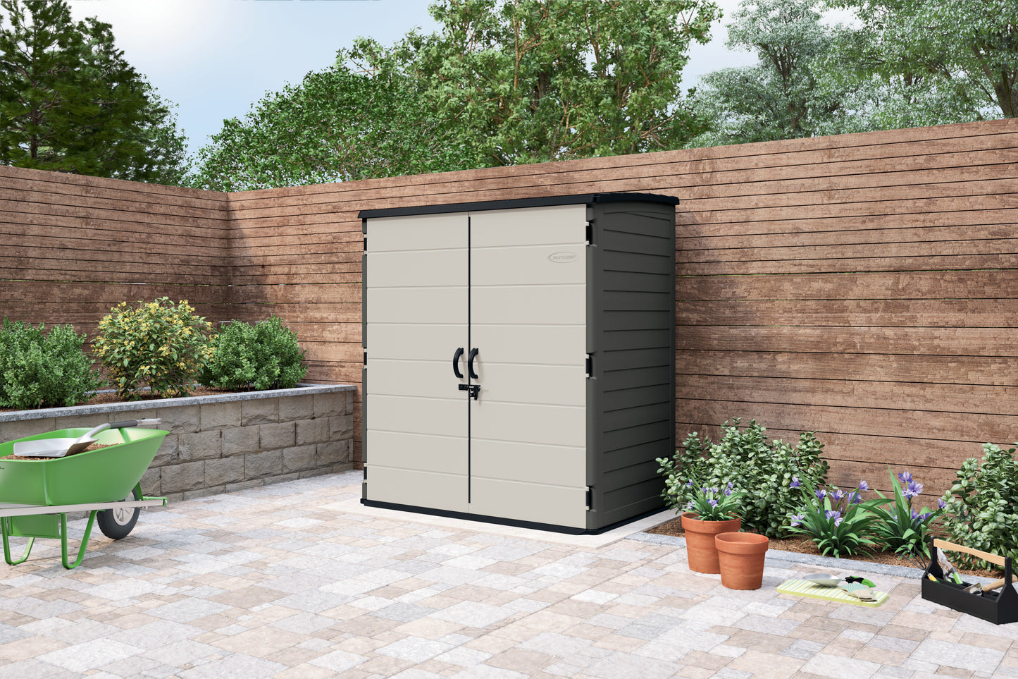 Suncast Extra Large Vertical Storage Shed - Peppercorn 106 Cu Ft. BMS6280