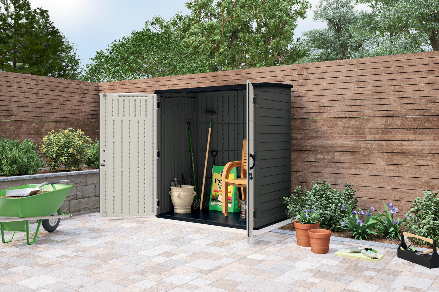 Suncast Extra Large Vertical Storage Shed - Peppercorn 106 Cu Ft. BMS6280